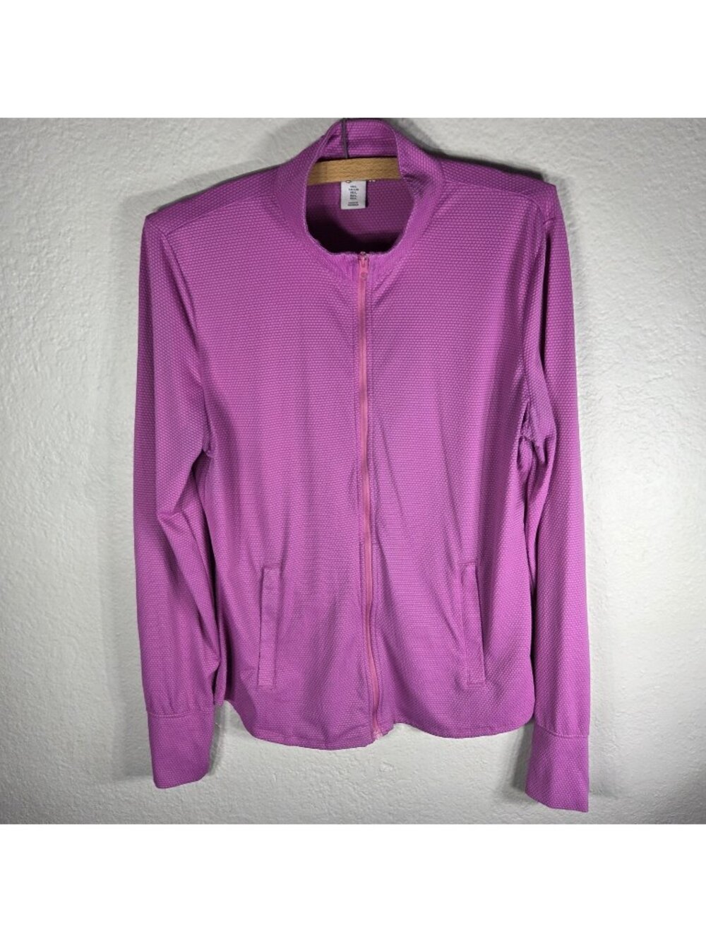 Tommy Bahama Golf Womens Textured Zip Pink Jacket Size Large High Neck